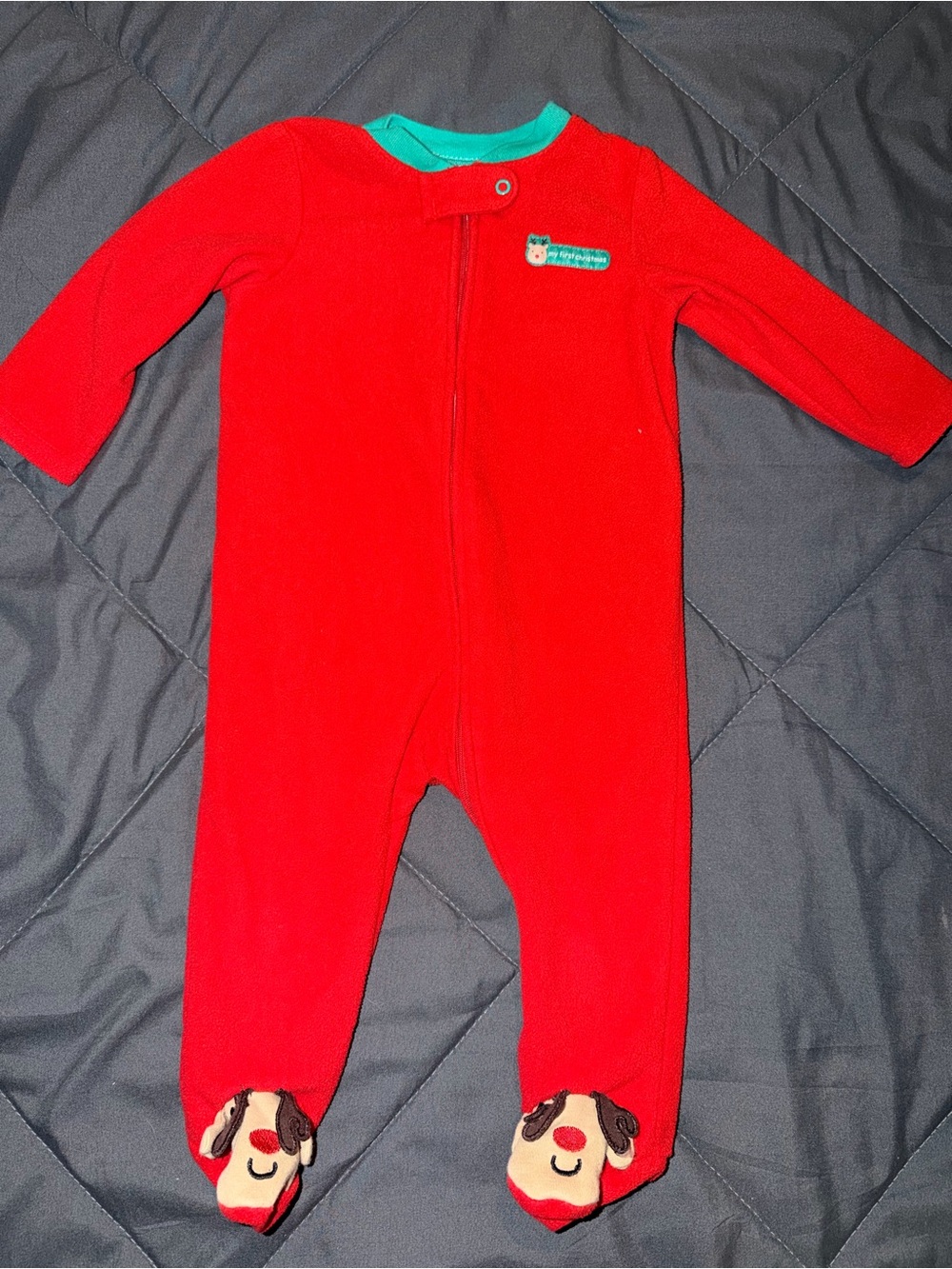 Red Baby Footed One-Piece Fleece Suit